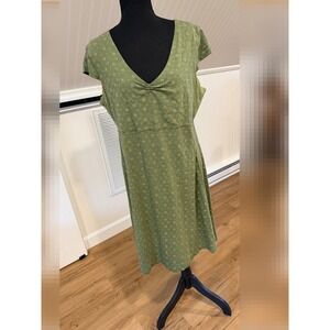 Toad&Co Green Ditsy Floral Midi Dress Sage Boho Cottagecore Travel  Size L